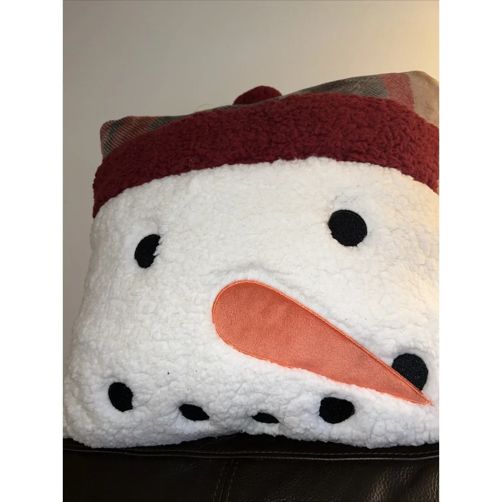 Pillow Cushion Cover Fleece Christmas Snowman  Holiday Decor 16